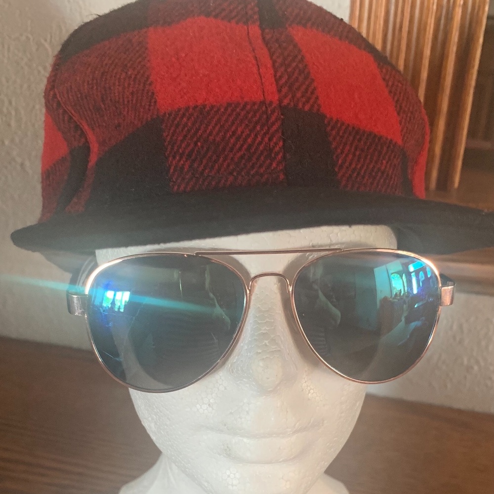 🔻▪️NWOT Unisex red & black Buffalo check ball cap w/black brim
